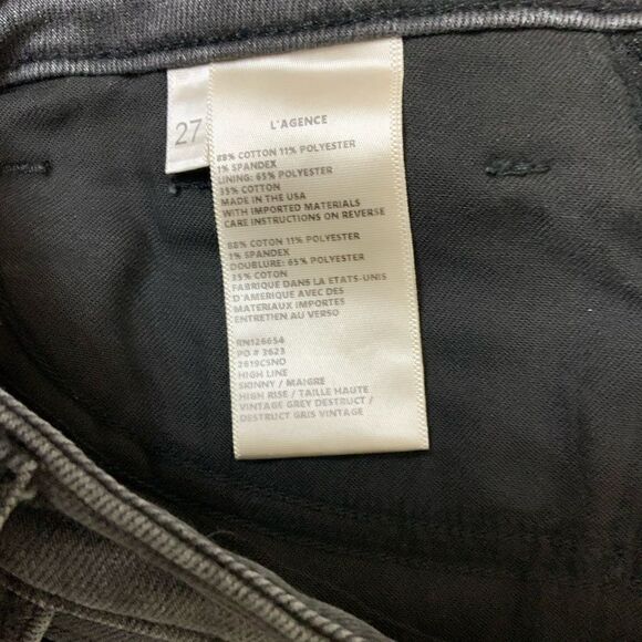 L'AGENCE High Line Skinny Jeans Vintage Grey Destruct size 27 - Picture 5 of 5